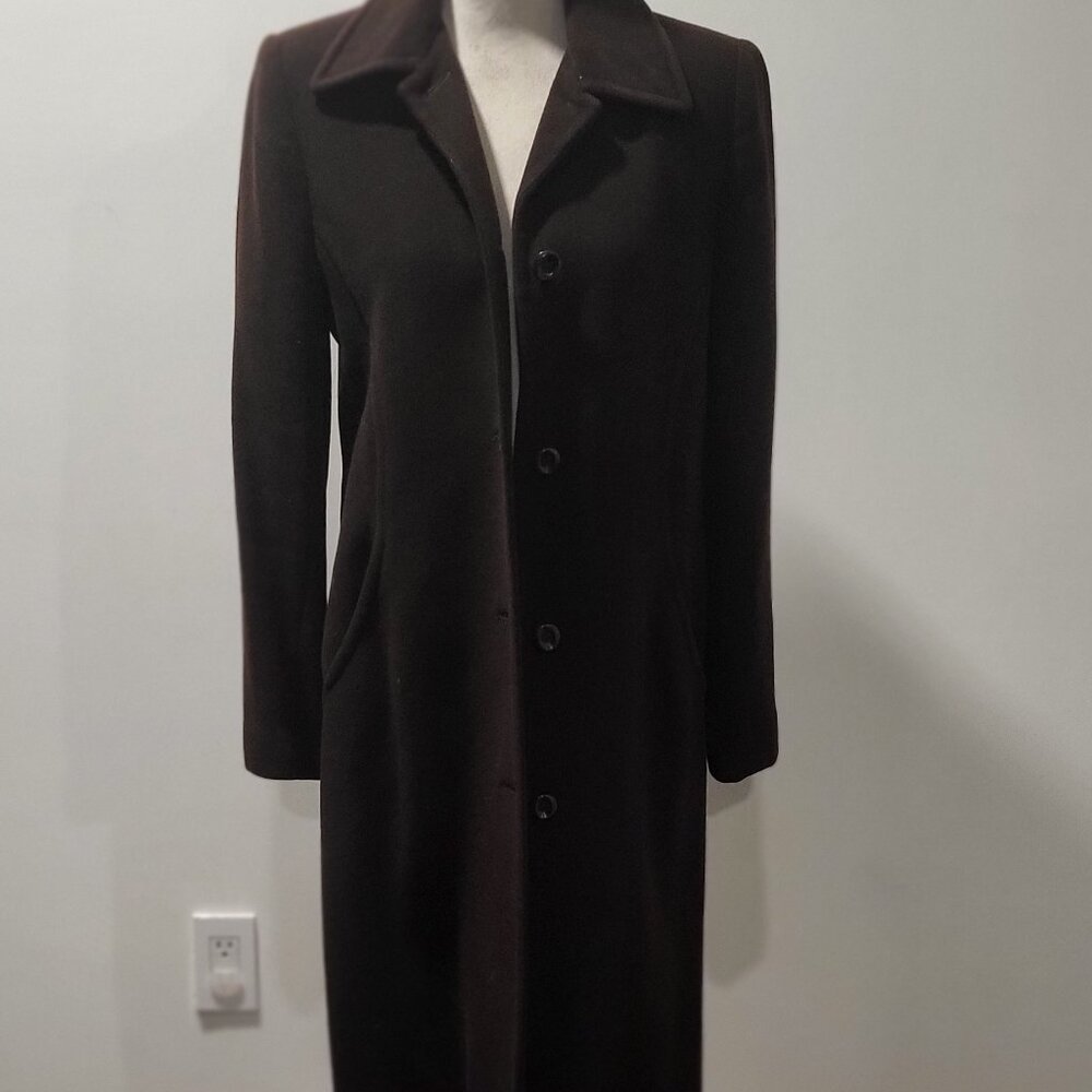 Via Spiga Size 4 (6) Made in Ukraine, 100 % Wool Dark Espresso Mid-Length Coat